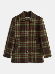 Collared Plaid Button-Front Coat