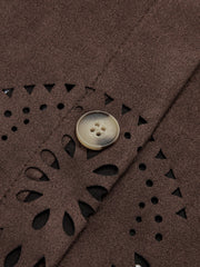 Hollow Hem Suede Effect Jacket