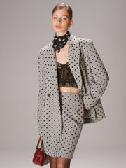 Polka Dot Double-Breasted Blazer