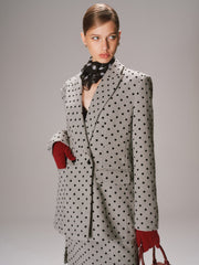 Polka Dot Double-Breasted Blazer