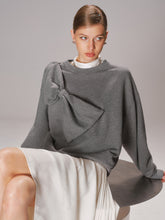 Oversized Bow Detail Crew Neck Sweatshirt