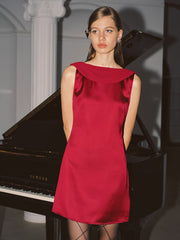 Cowl Neck Backless Satin Mini Dress