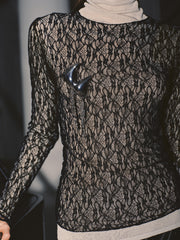 Sheer Mesh Lace Blouse