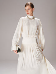 High Neck Long-Sleeve Maxi Dress