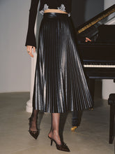 PU Pleated Midi Skirt