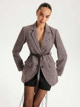 Belted Houndstooth Blazer