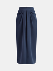 Pleated Detail Mid-Waist Maxi Skirt