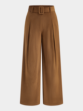 Belted Mid-Waist Corduroy Pleated Pants