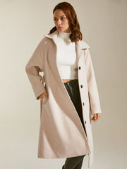 Brushed Wool Long Belted Overcoat