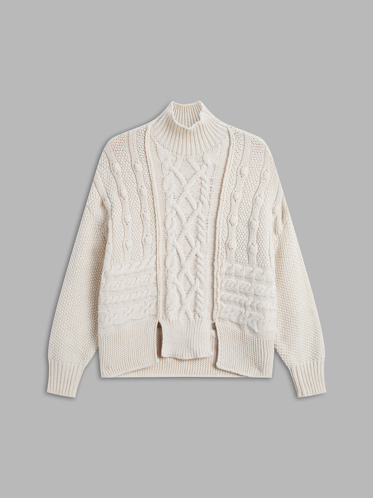 Oversized Mockneck Cable Knit Jumper