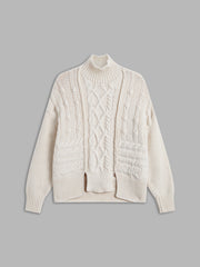 Oversized Mockneck Cable Knit Jumper