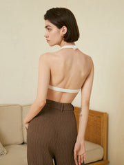 Halter Neck Open Back Knit Top