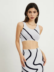 Watermarble Print Two Piece Skirt Set