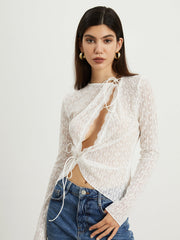 Floral Lace Tied T-Shirt