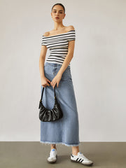 Stripe Off Shoulder Top
