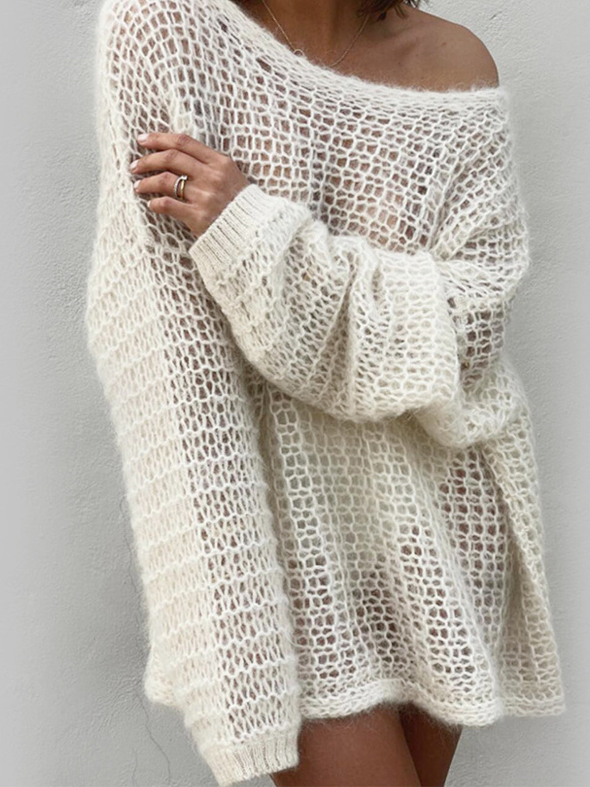 Sheer Open Knit Oversized Sweater