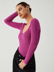 Raspberry Bustier Rib Bodysuit