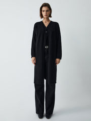 Leisure Long Cardigan With Knit Vest