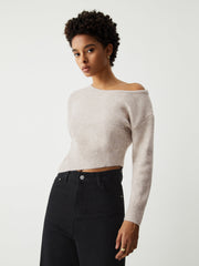 Oatmeal Oblique Hem Sweater