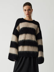 Mocha Stripe Fluffy Sweater