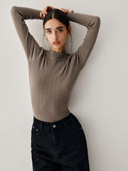 Rib Eyelet Long Sleeve Bodysuit