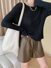 Knit Semi-sheer Long Sleeve Top