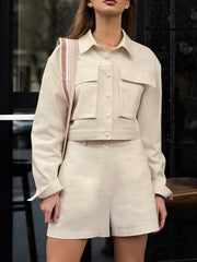 Pocket Button Shorts Set