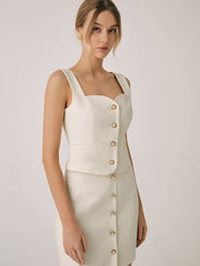 Elegant Pearl Buckle Vest