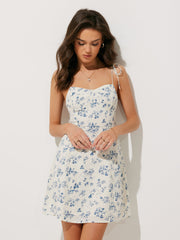 Semi-Sheer Floral Print Shirred Cami Long Dress