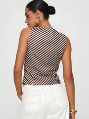 Stripe Knotted V-Neck Vest