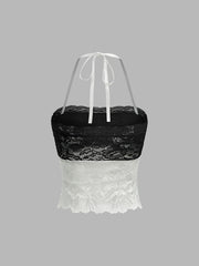 Colorblock Lace Halter Top