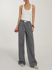 Casual Striped Wide Leg Pants