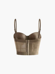 Semi-Sheer Mesh Corset With Metal Chain