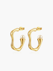 Irregular Pearl Hoop Earrings