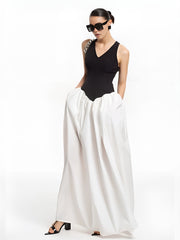 Semi-Sheer Color Block Panel Pockets Dress