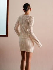 Cotton Blends Hollow Skirt Set