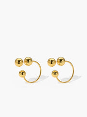 Golden Ball Stud Hoop Earrings