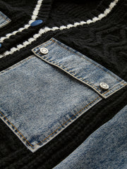 Wollen Blend Color Block Cardigan