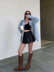 Lapel Pockets Denim Jacket