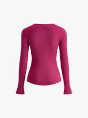 Heart-Shape Cutout Slim Knit Top