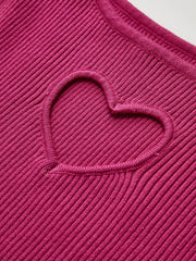Heart-Shape Cutout Slim Knit Top