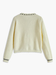 Elegant Wave Trim Cardigan