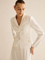 Elegant Metal-Button Blazer