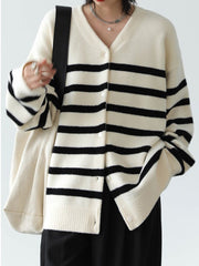 Soft Striped Stretch Cardigan