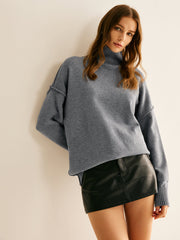 Ribbed Turtleneck Knit Top