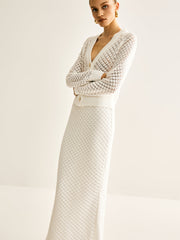 Hollow Lined Maxi Skirt Set