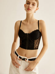 Semi-Sheer Floral Lace Corset Top