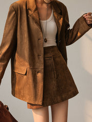 Vintage Suede Effect Blazer