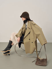 Lapel Oversized Belted Trench Coat