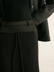 Hollow Piping Sweater Skirt Without Belt